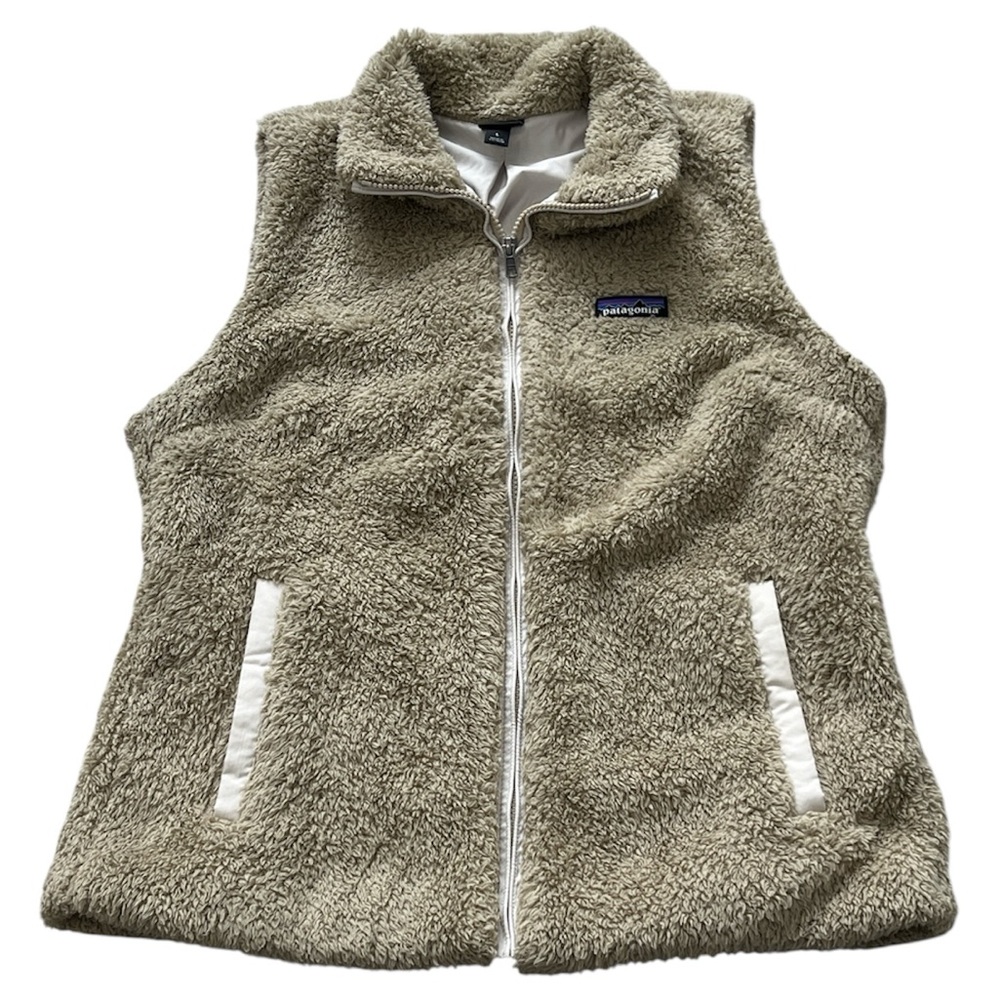 Patagonia Los Gatos Fleece Vest Womens L Tan Sherpa Full Zip Outdoor Gorpcore‎